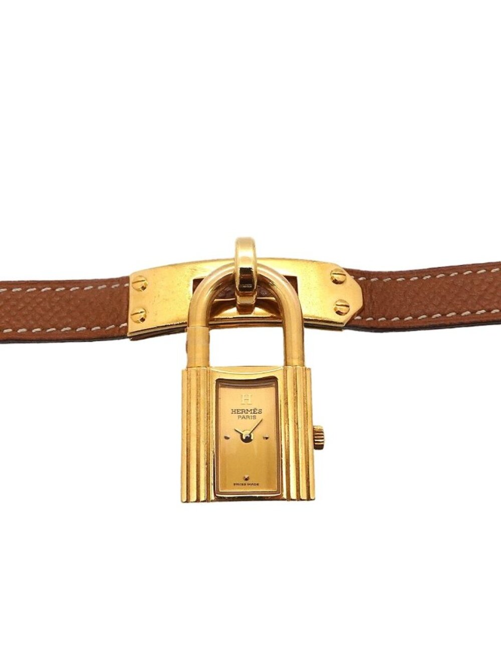 Hermes Kelly Watch Vintage Gold Brown Quartz